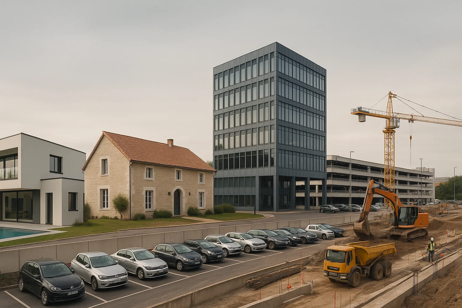 Vue d'ensemble d'un chantier de construction à Thionville
